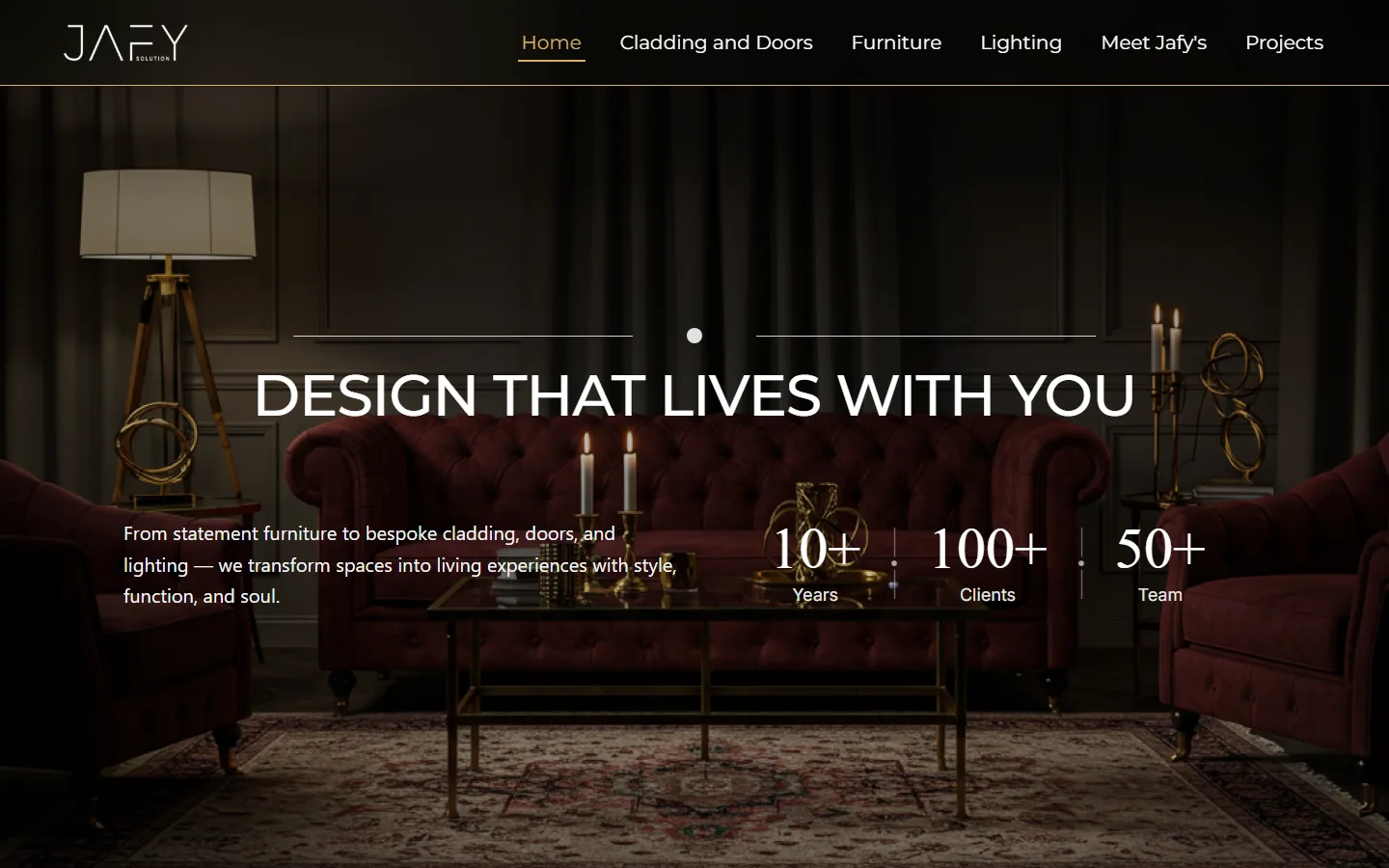 Screenshot of the Jafy website